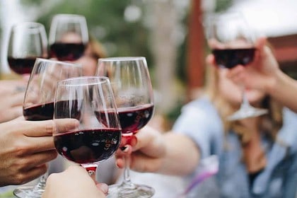 Wine tasting celebration with friends in Canada.