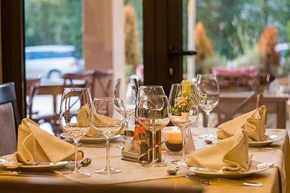 Elegant table setting at fine dining restaurant.