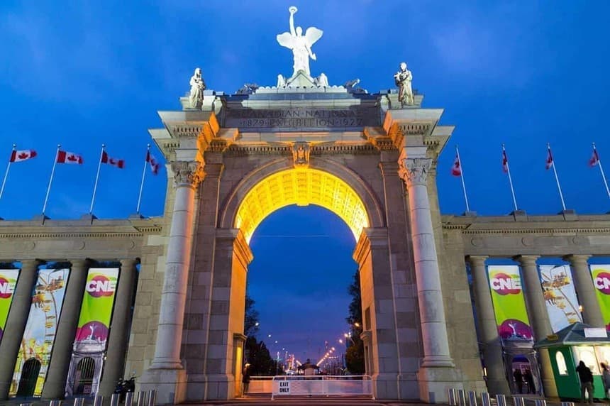 Illuminated entrance of the Canadian National Exhibition, Toronto.
