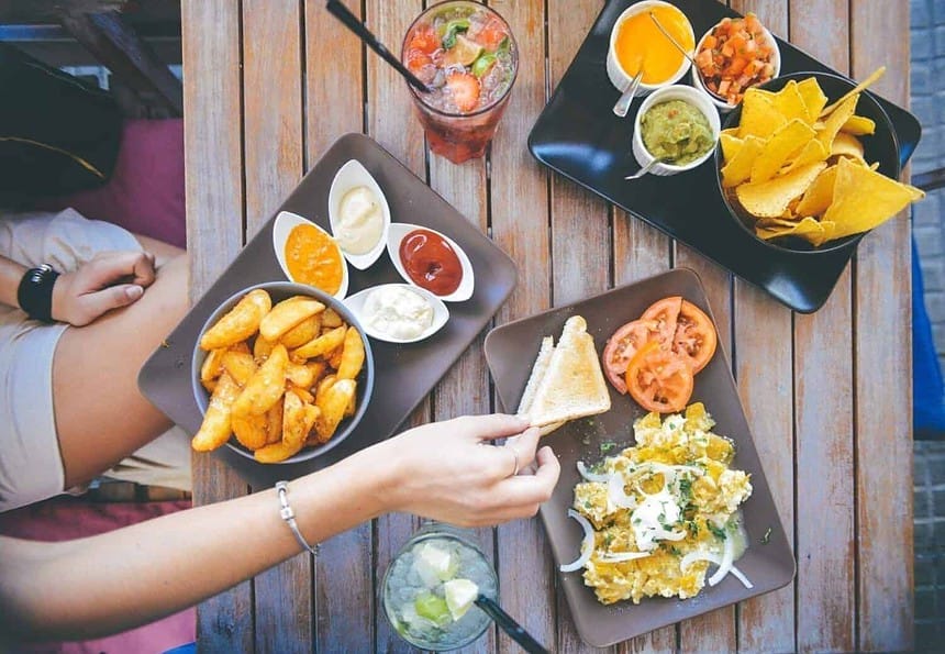 Variety of delicious dishes at a casual dining restaurant.