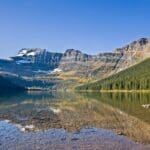 Scenic mountain lake view in Waterton Park.
