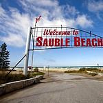 Welcome sign at the entrance of Sauble Beach, Ontario