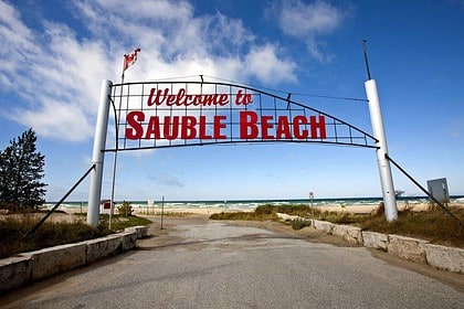 Welcome sign at the entrance of Sauble Beach, Ontario