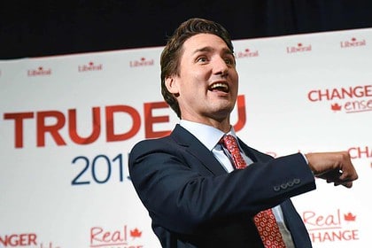Canadian politician speaking at an election campaign event.