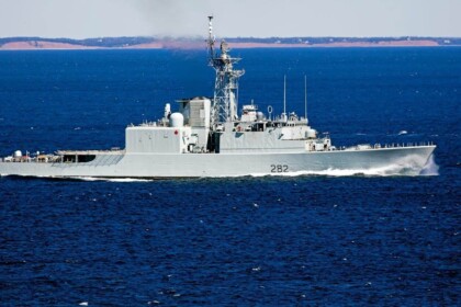 Royal Canadian Navy ship at sea.