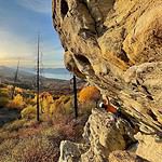 Autumn sunset at a Kelowna viewpoint with golden foliage.