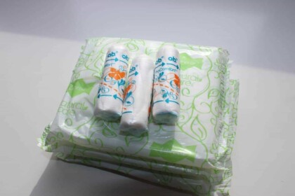 Menstrual pads for hygiene awareness, Canada 2023.