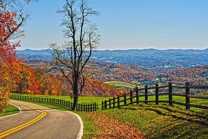 Autumn view of Blue Ridge Parkway in Virginia.