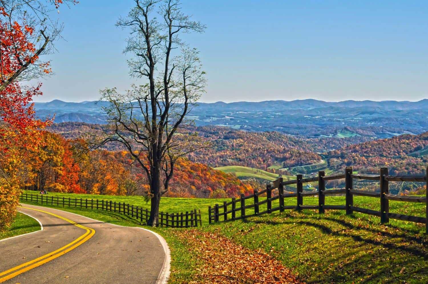 Autumn view of Blue Ridge Parkway in Virginia.