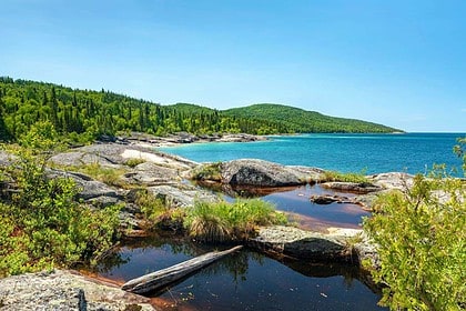 Scenic Neys Provincial Park with rocky shores along Lake Superior, Ontario.