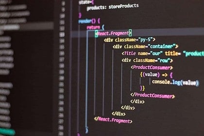 Close-up of computer screen with code for web development.