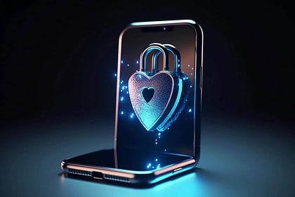 Smartphone with VPN and data security encryption technology.