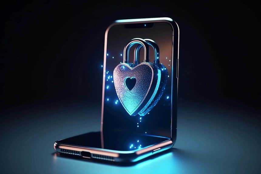 Smartphone with VPN and data security encryption technology.