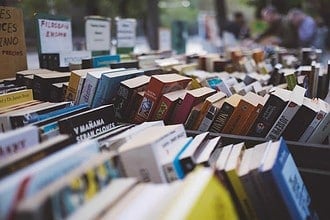 Variety of books on display at Halifax bookstore.