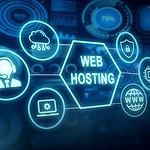 Digital web hosting services concept with futuristic interface.