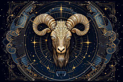 Elaborate Capricorn Zodiac Sign Art with Astrological Motifs