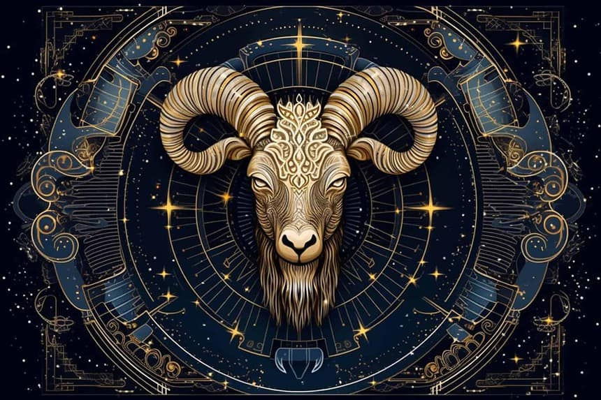 Elaborate Capricorn Zodiac Sign Art with Astrological Motifs