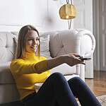 A girl watching TV