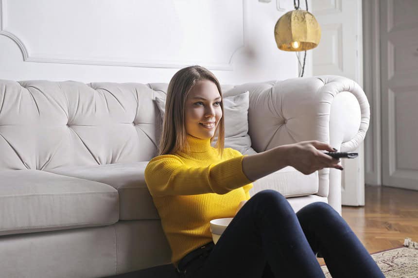 A girl watching TV