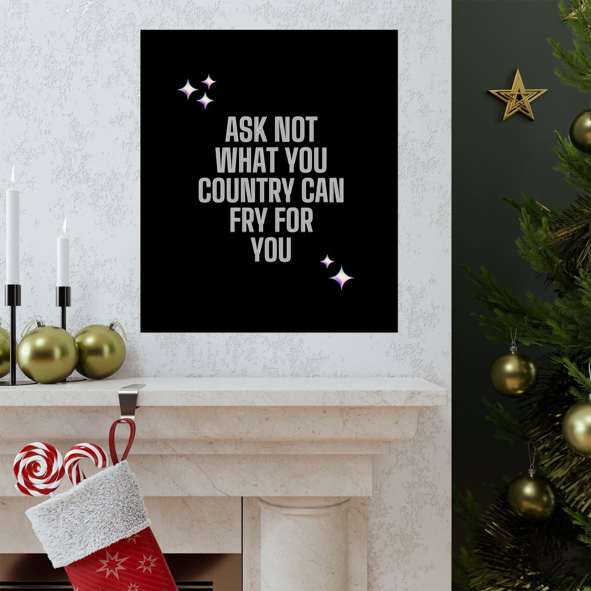 Ask not what your country can fry for you: Black Vertical Posters - Image 39