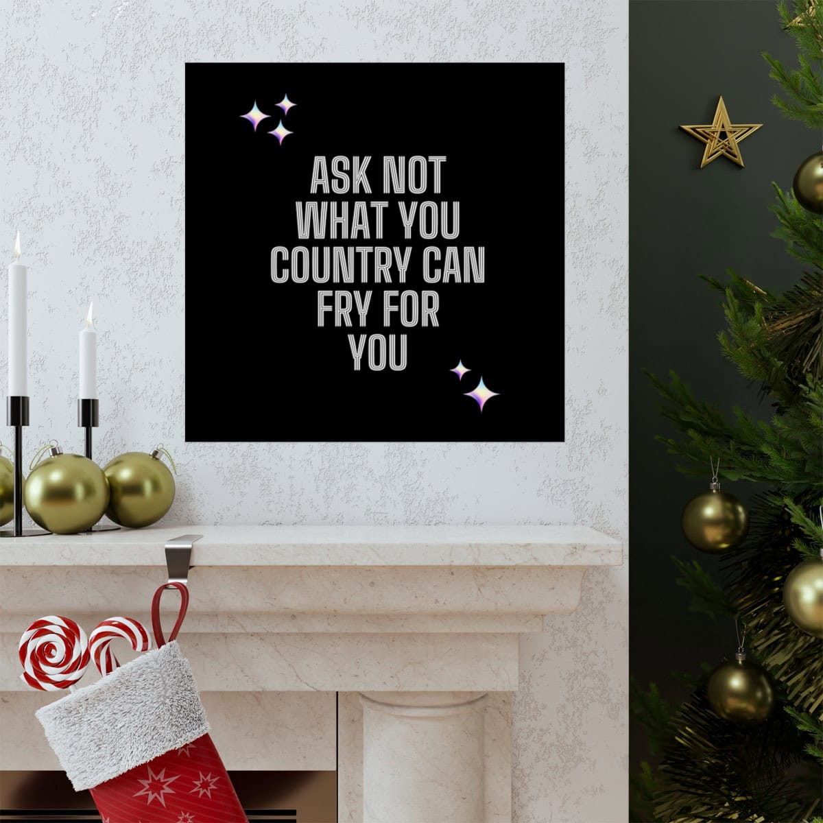 Ask not what your country can fry for you: Black Vertical Posters - Image 7