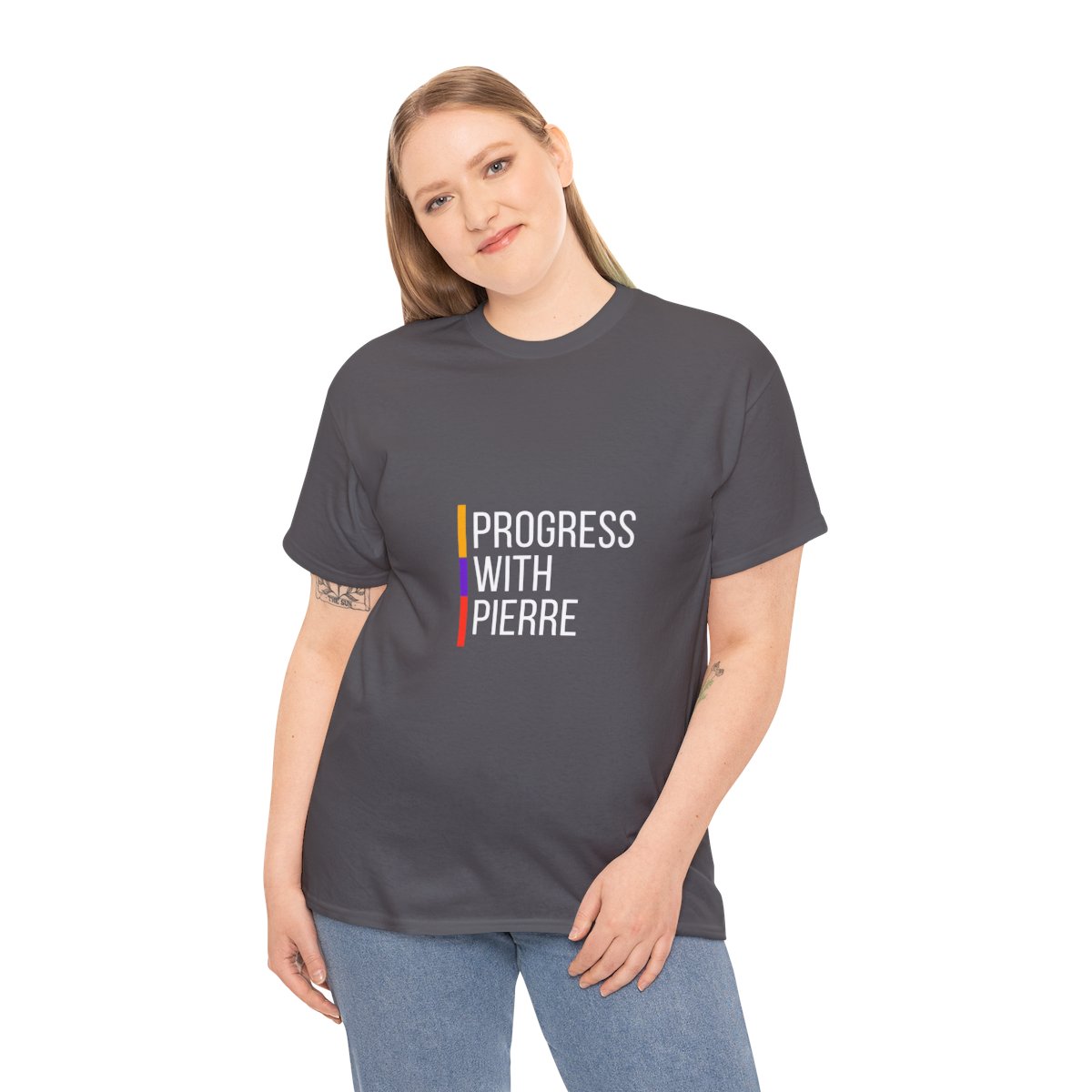 Progress with Pierre - Unisex Heavy Cotton Tee - Image 13
