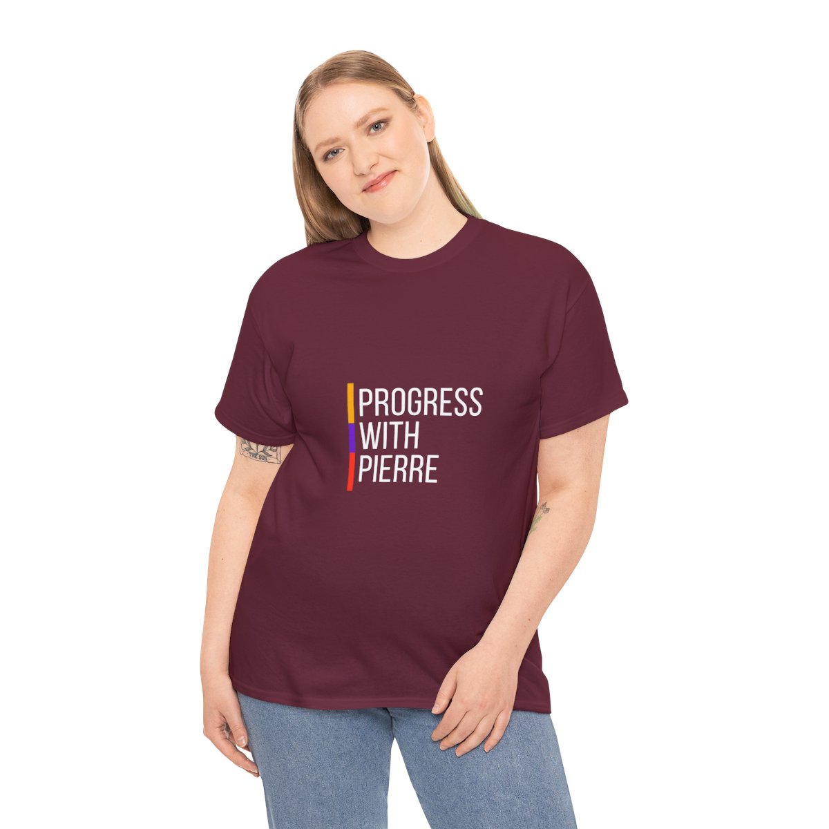 Progress with Pierre - Unisex Heavy Cotton Tee - Image 40