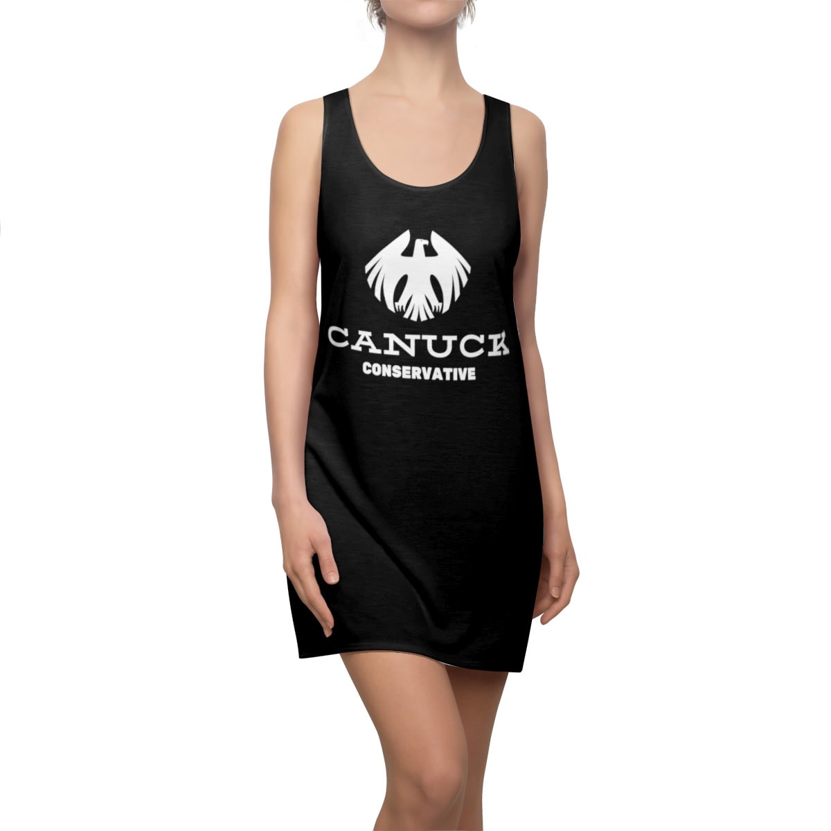 Canuck Conservative - Women's Racerback Dress (AOP) 1 Canuck Conservative - Women's Racerback Dress (AOP)