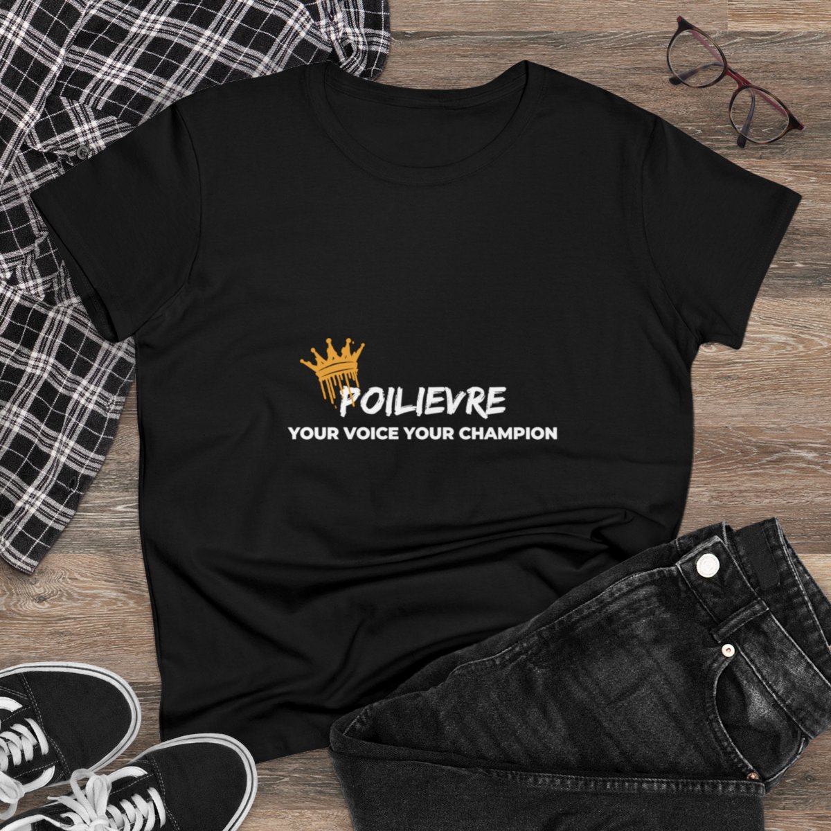 Poilievre, Your Voice, Your Champion: Women's Midweight Cotton Tee 1 Poilievre, Your Voice, Your Champion: Women's Midweight Cotton Tee