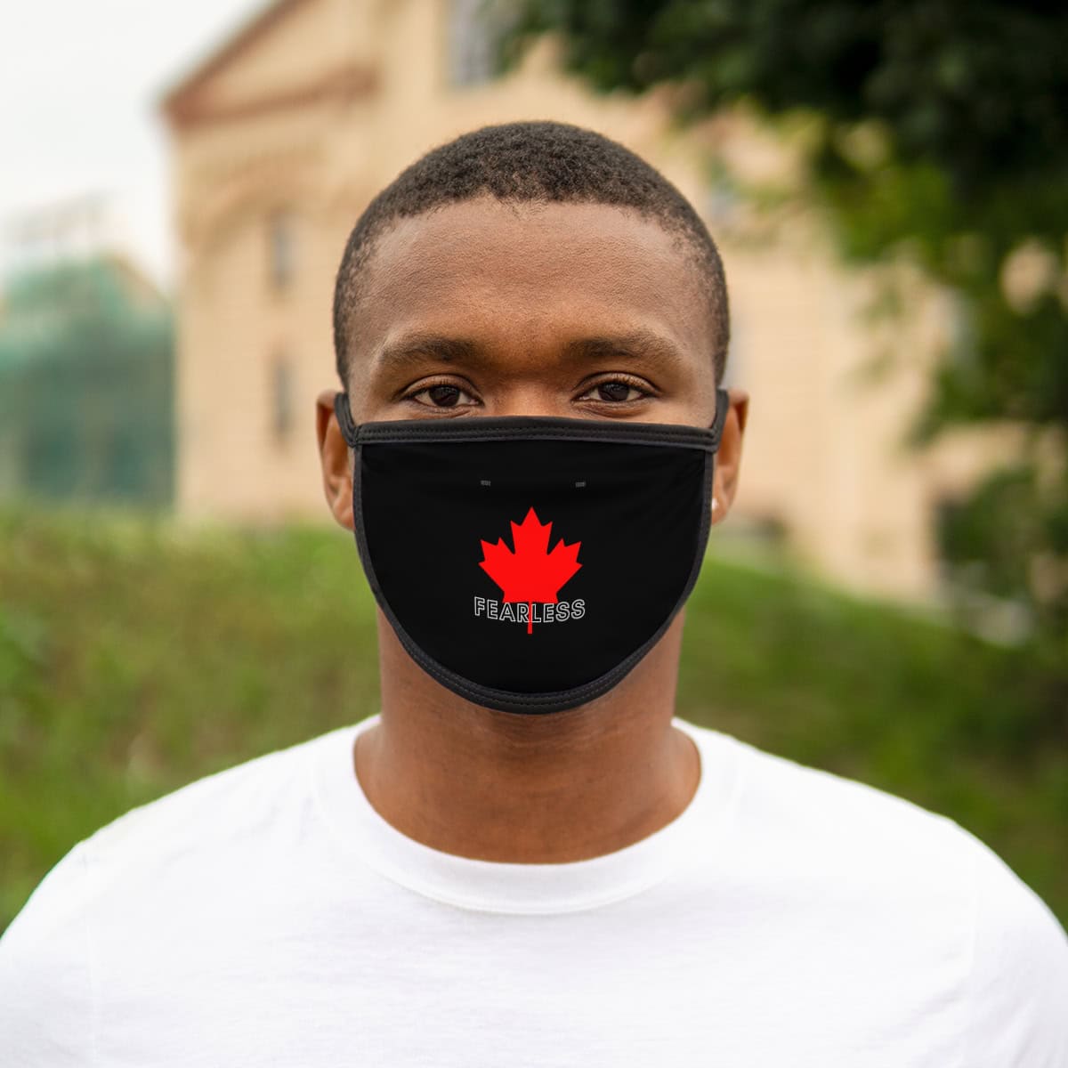 Fearless, Red Maple Leaf - Mixed-Fabric Face Mask 1 Fearless, Red Maple Leaf - Mixed-Fabric Face Mask