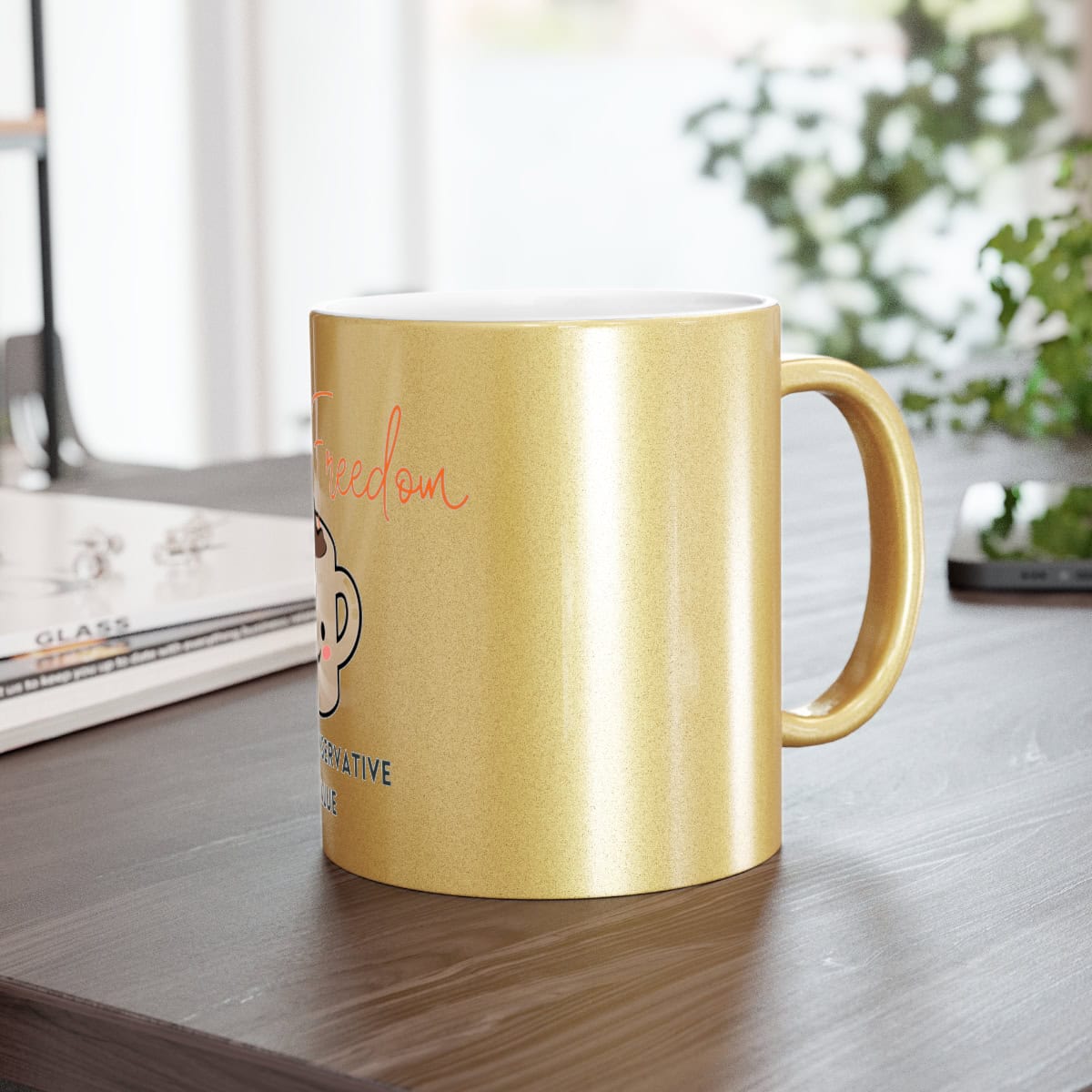 Freedom is a Conservative Value - Metallic Coffee Mug (Gold) - Image 5