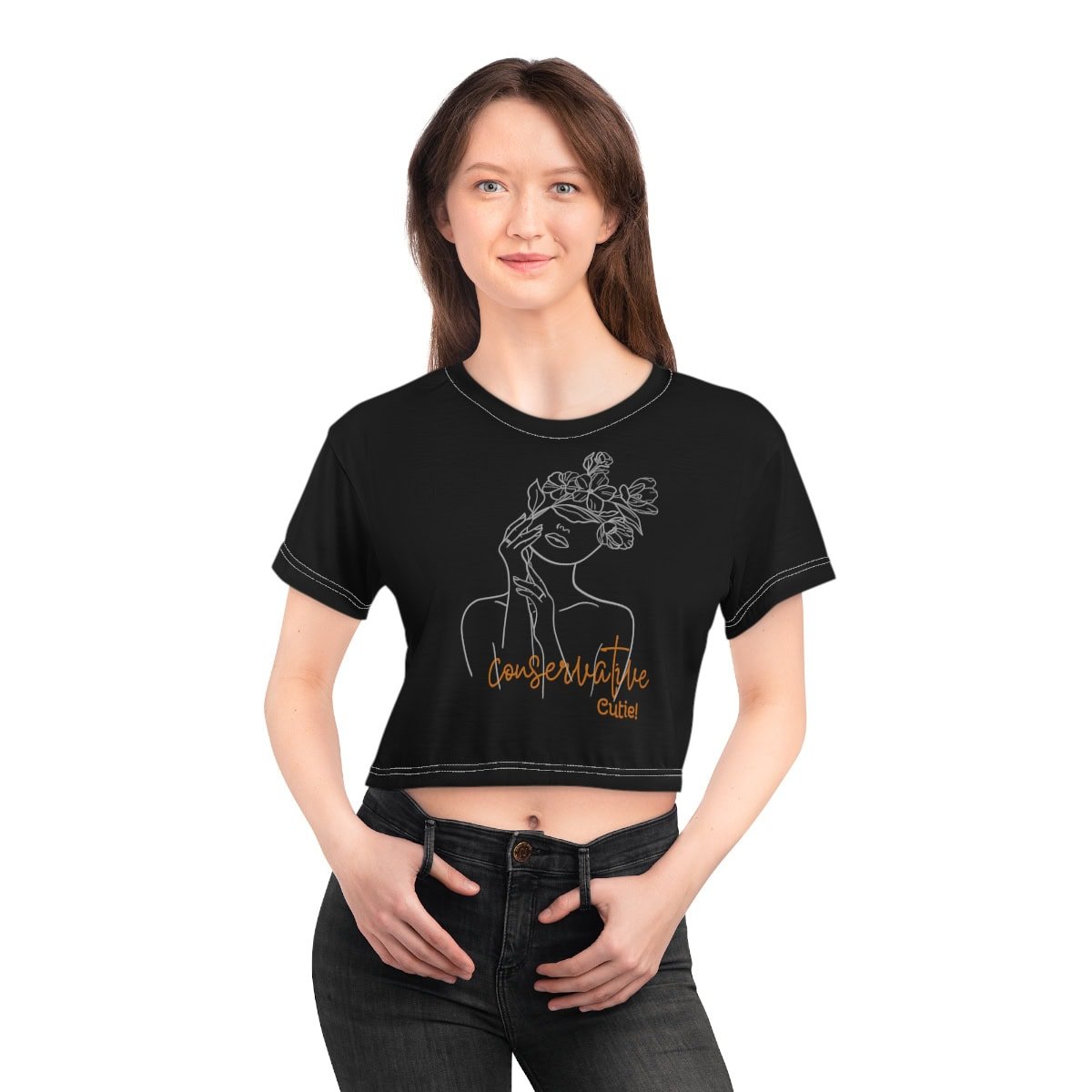 Conservative Cutie - Crop Women Tee (AOP) 9 Conservative Cutie - Crop Women Tee (AOP) - Image 9