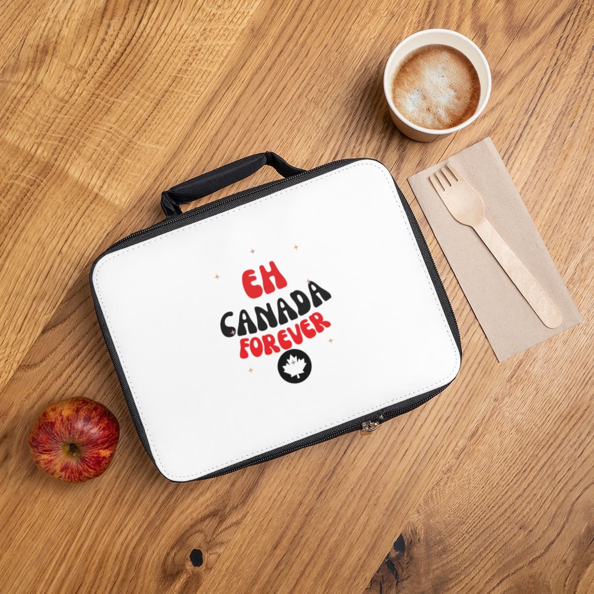 Eh! Canada Forever - Black & White Maple Leaf Design Lunch Bag 1 Eh! Canada Forever - Black & White Maple Leaf Design Lunch Bag