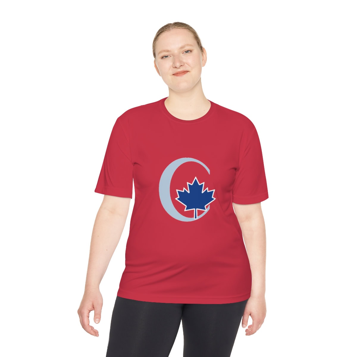 Blue Maple Leaf Design Unisex Moisture Wicking Tee