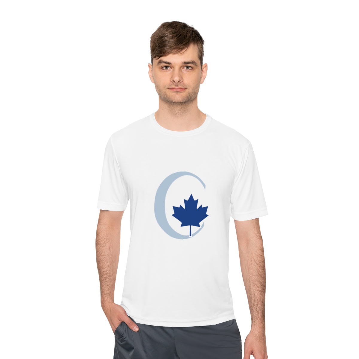 Blue Maple Leaf Design Unisex Moisture Wicking Tee - Image 7