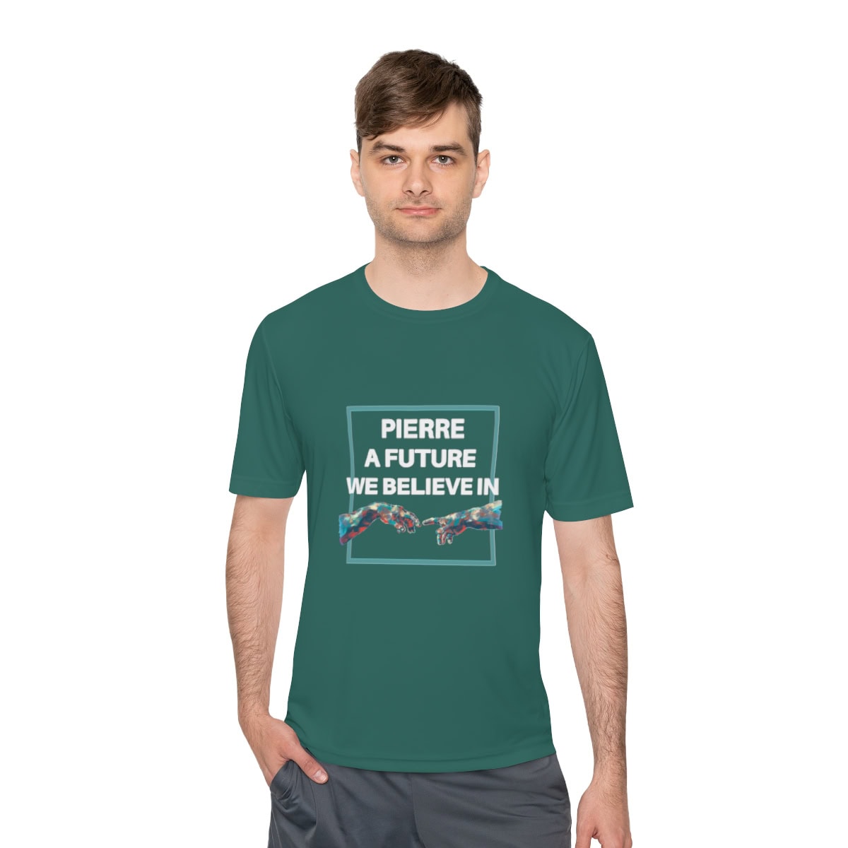 Pierre, A Future We Believe In: Unisex Moisture Wicking Tee - Image 4