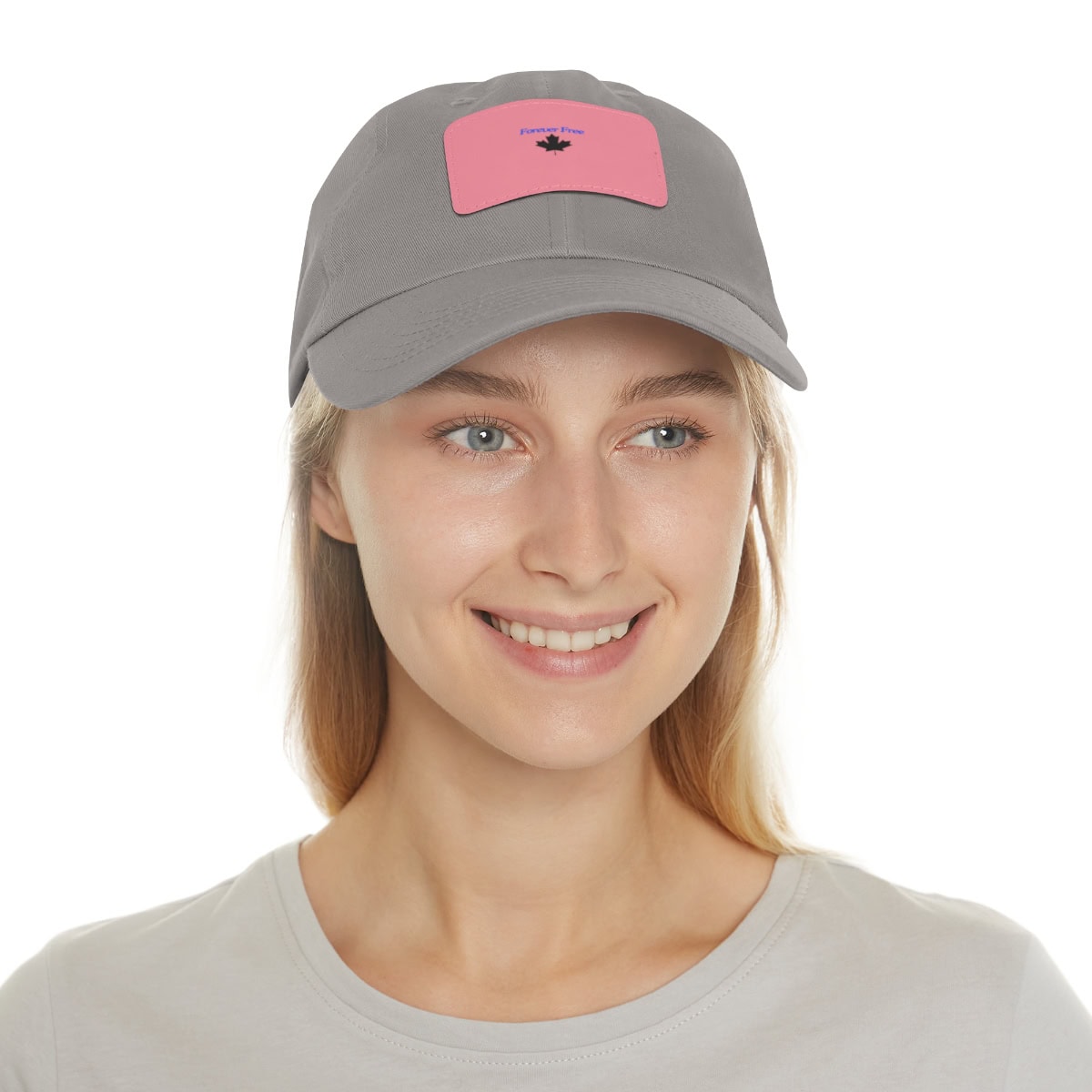 Forever Free, Maple Leaf Design: Dad Hat with Leather Patch (Rectangle) - Image 4