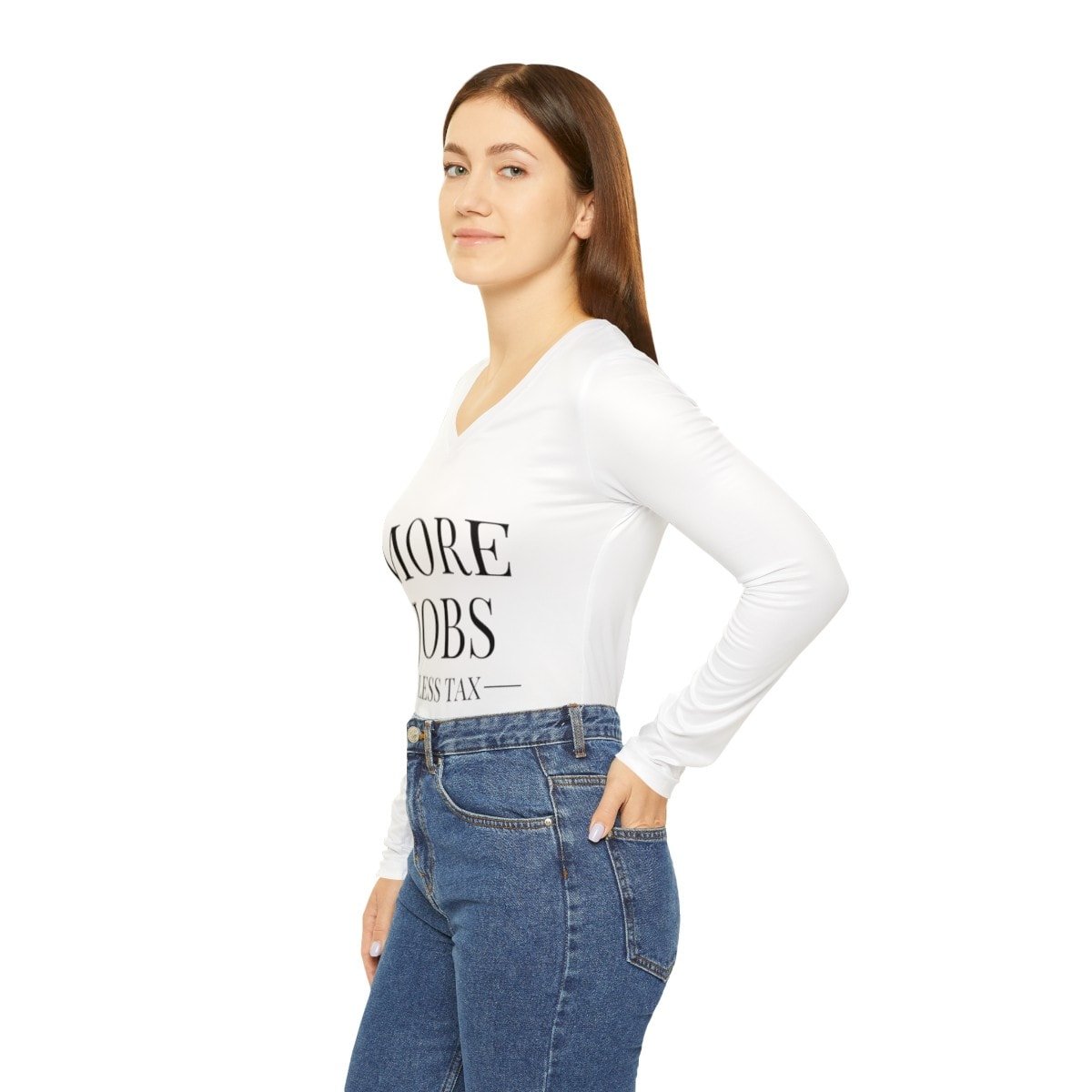 More Jobs, Less Tax - Women's Long Sleeve V-neck Shirt 5 More Jobs, Less Tax - Women's Long Sleeve V-neck Shirt - Image 5