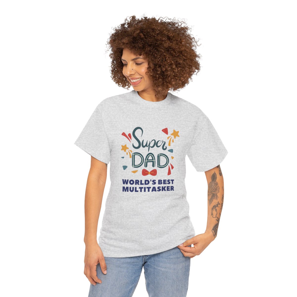 Super-dad: World's Best Multitasker: Unisex Heavy Cotton Tee - Image 65