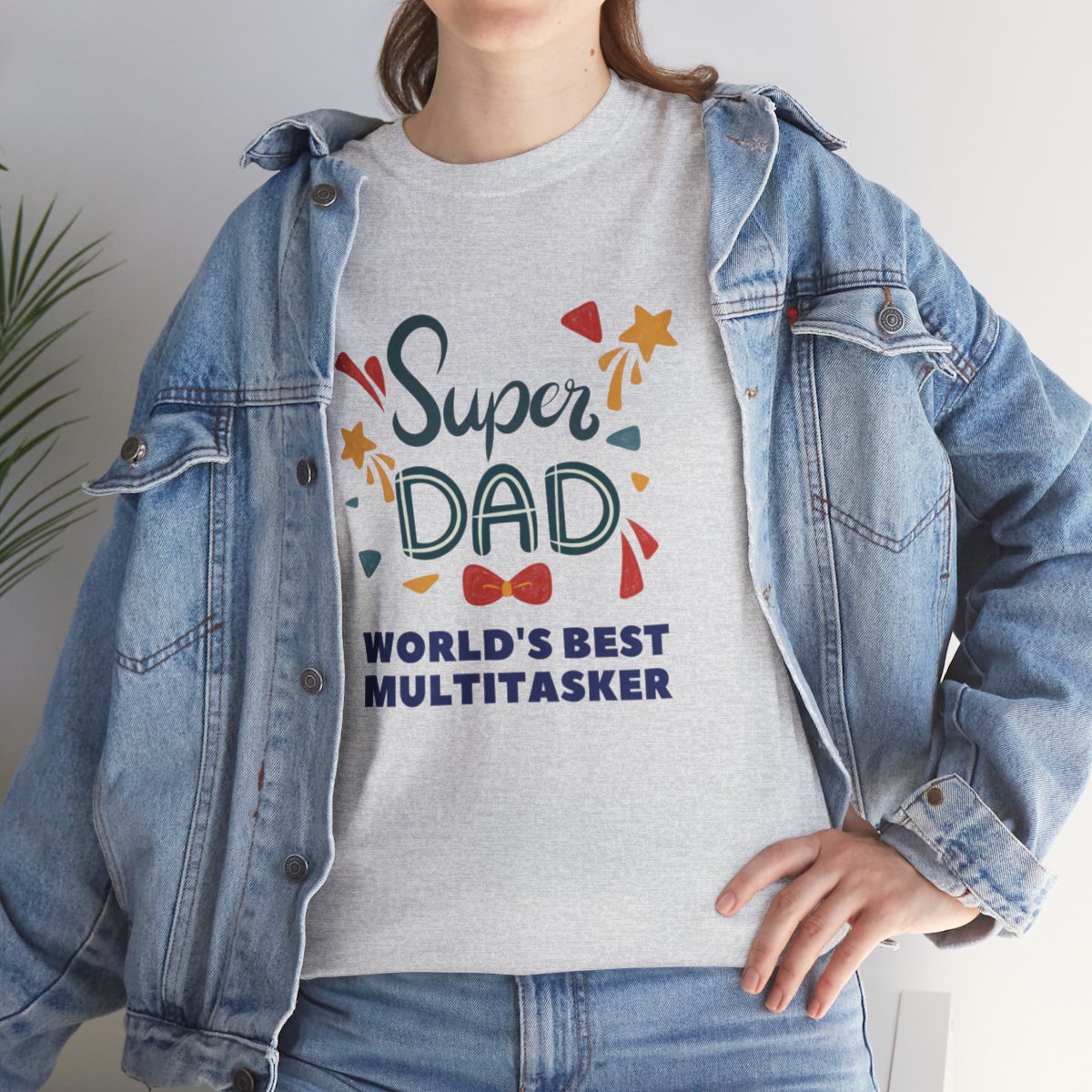 Super-dad: World's Best Multitasker: Unisex Heavy Cotton Tee - Image 77
