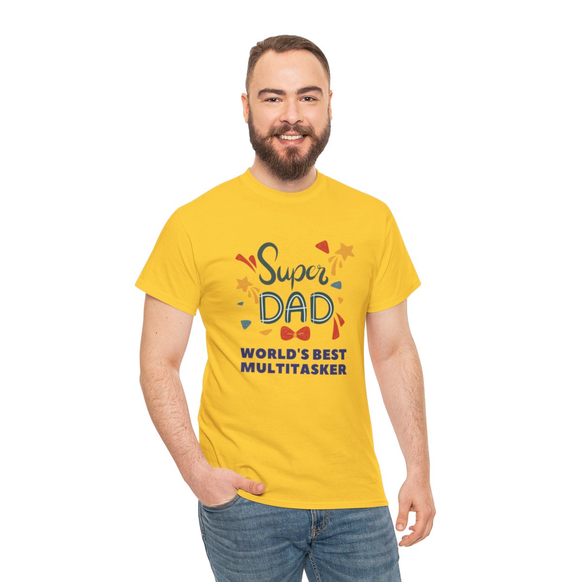Super-dad: World's Best Multitasker: Unisex Heavy Cotton Tee - Image 13