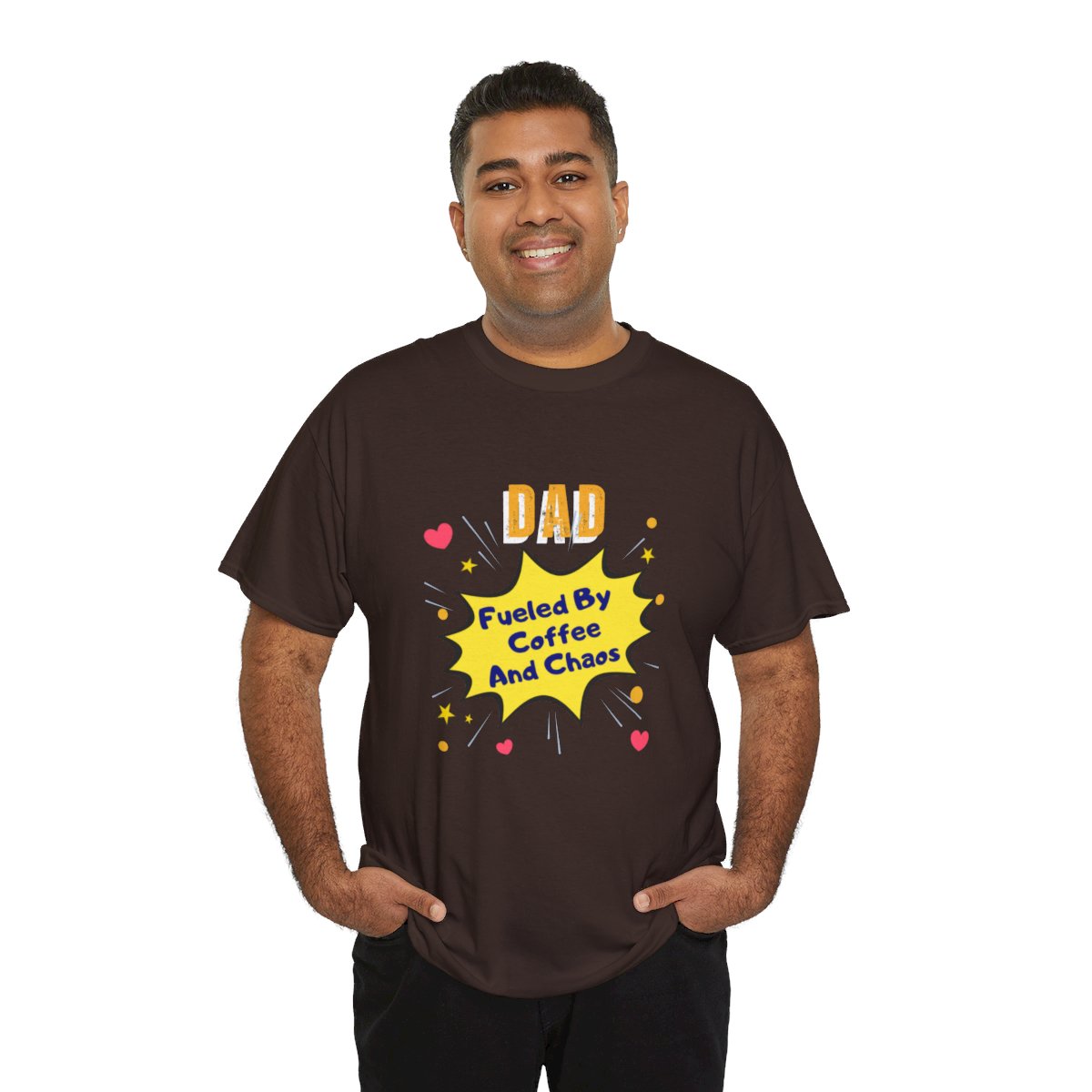 Dad: Fueled by Coffee & Choas: Unisex Heavy Cotton Tee - Image 71
