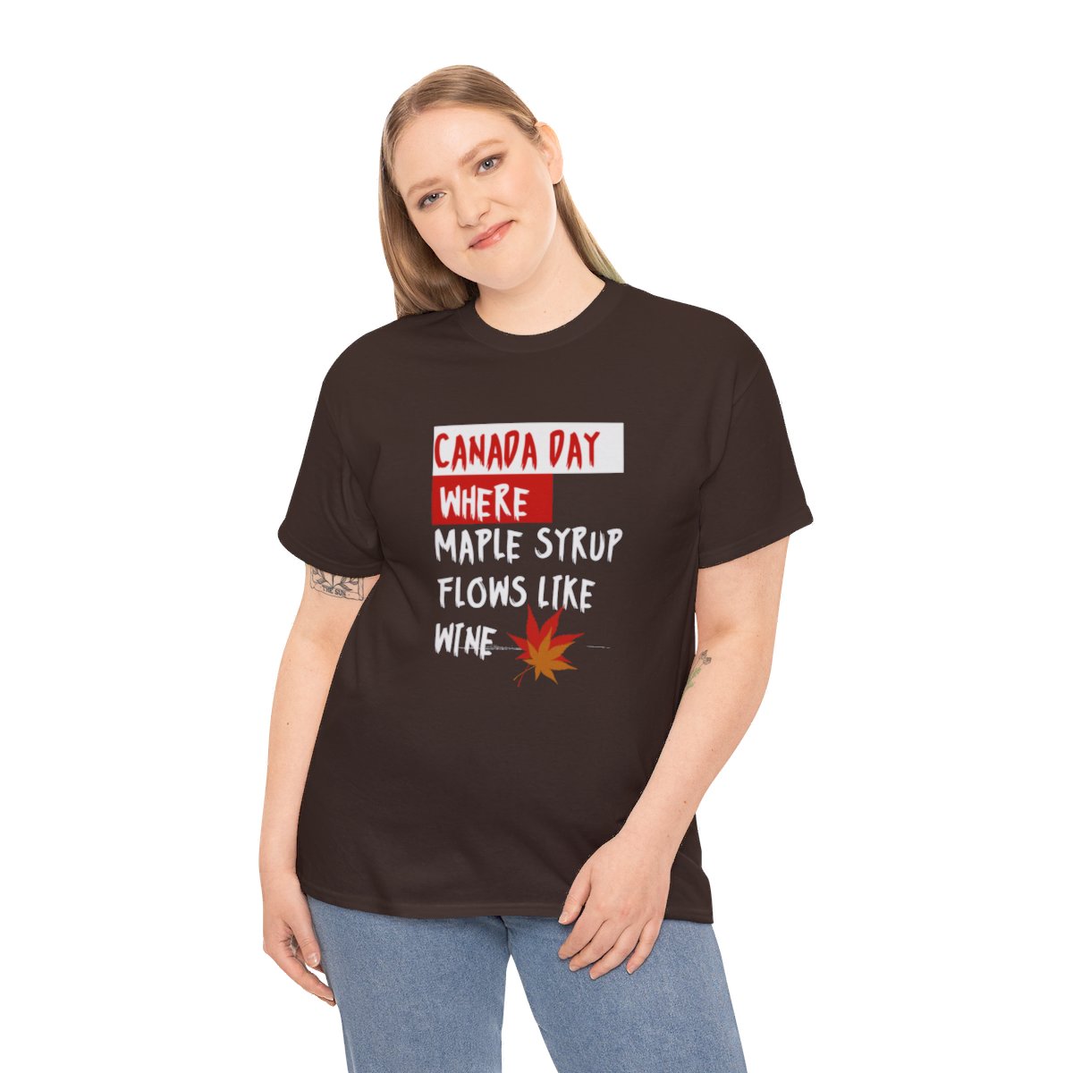 Canada Day: Where Maple Syrup Flows Like Wine: Unisex Heavy Cotton Tee - Image 93
