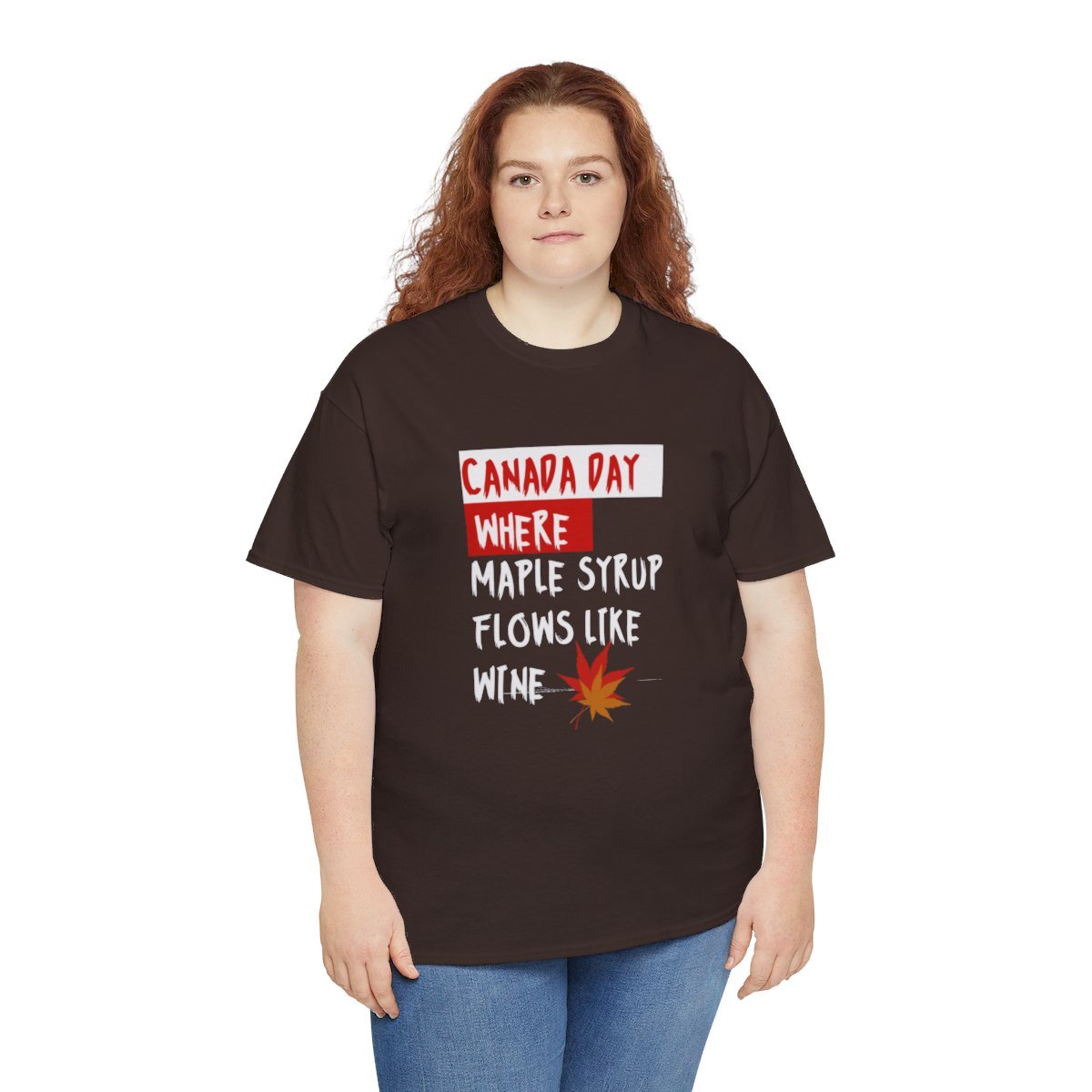 Canada Day: Where Maple Syrup Flows Like Wine: Unisex Heavy Cotton Tee - Image 96