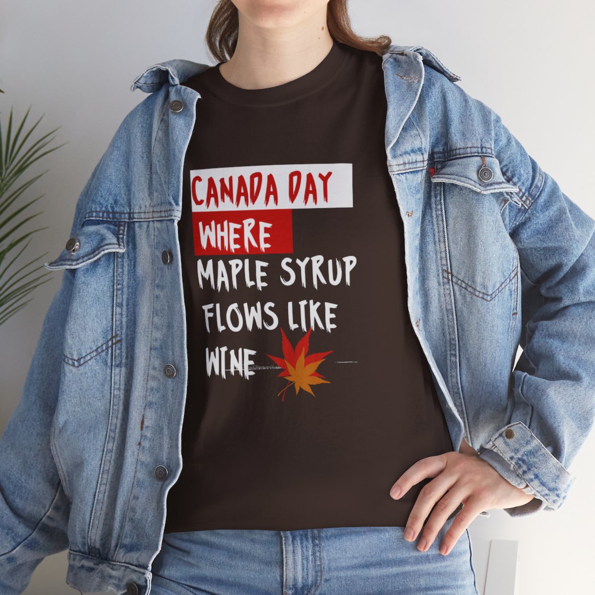 Canada Day: Where Maple Syrup Flows Like Wine: Unisex Heavy Cotton Tee - Image 104