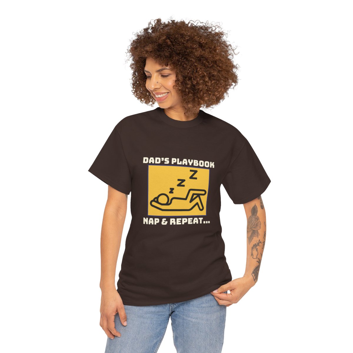 Dad's Playbook, Nap & Repeat: Unisex Heavy Cotton Tee - Image 66