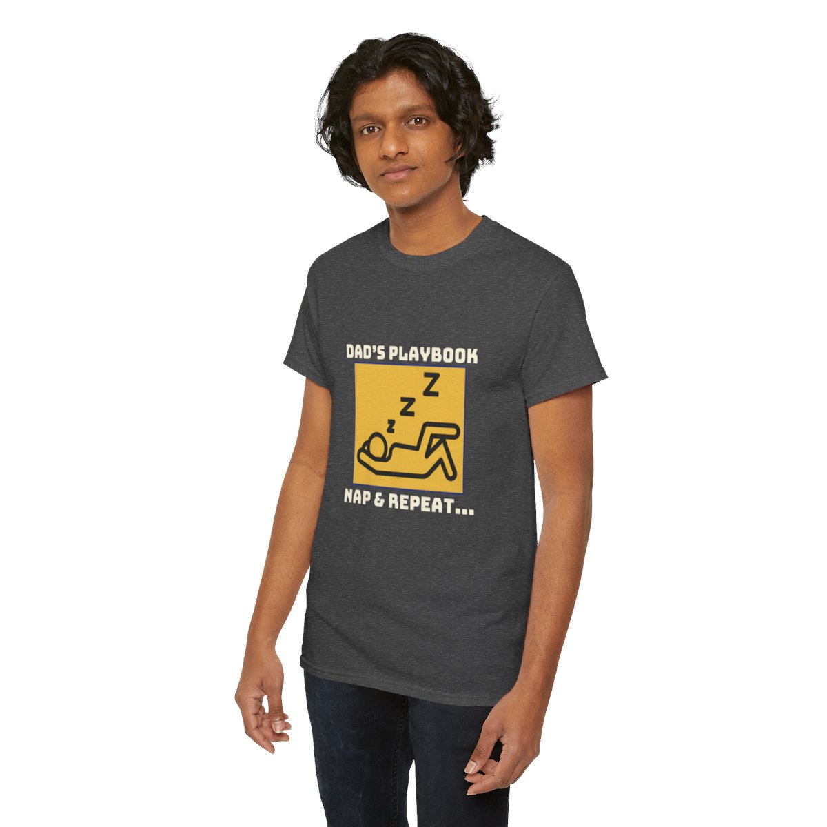 Dad's Playbook, Nap & Repeat: Unisex Heavy Cotton Tee - Image 128