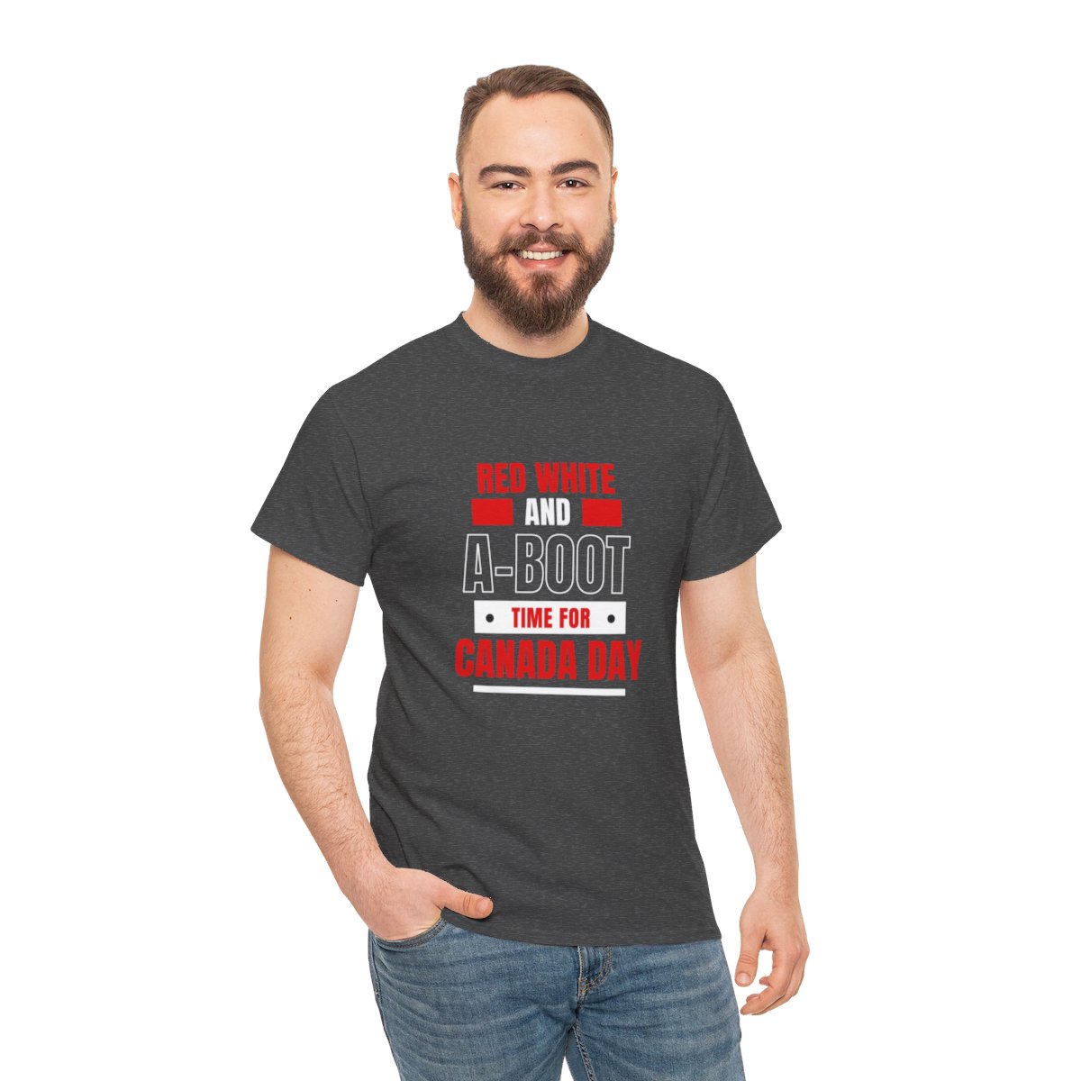 Red White And A-Boot Time for Canada Day: Unisex Heavy Cotton Tee - Image 148