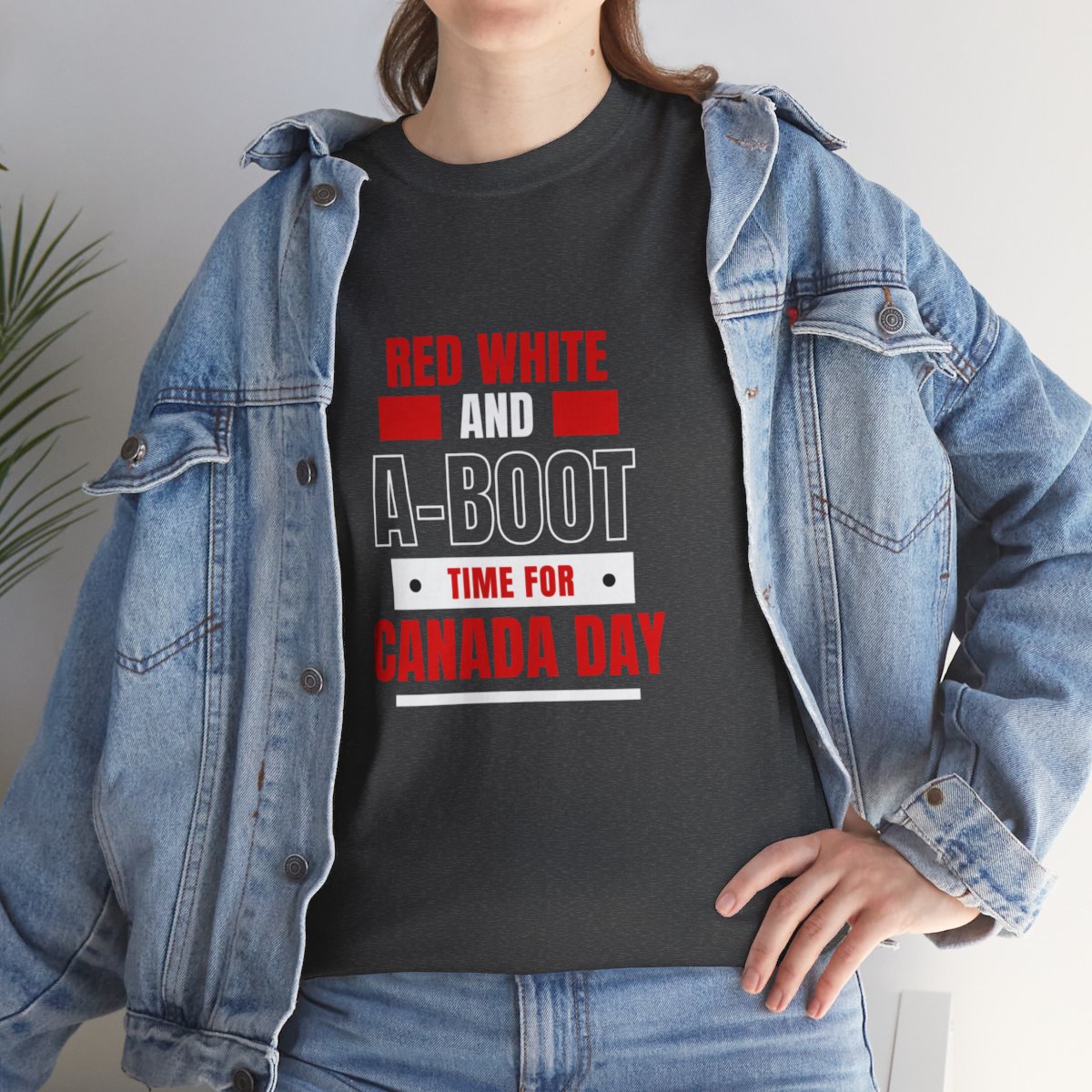 Red White And A-Boot Time for Canada Day: Unisex Heavy Cotton Tee - Image 158