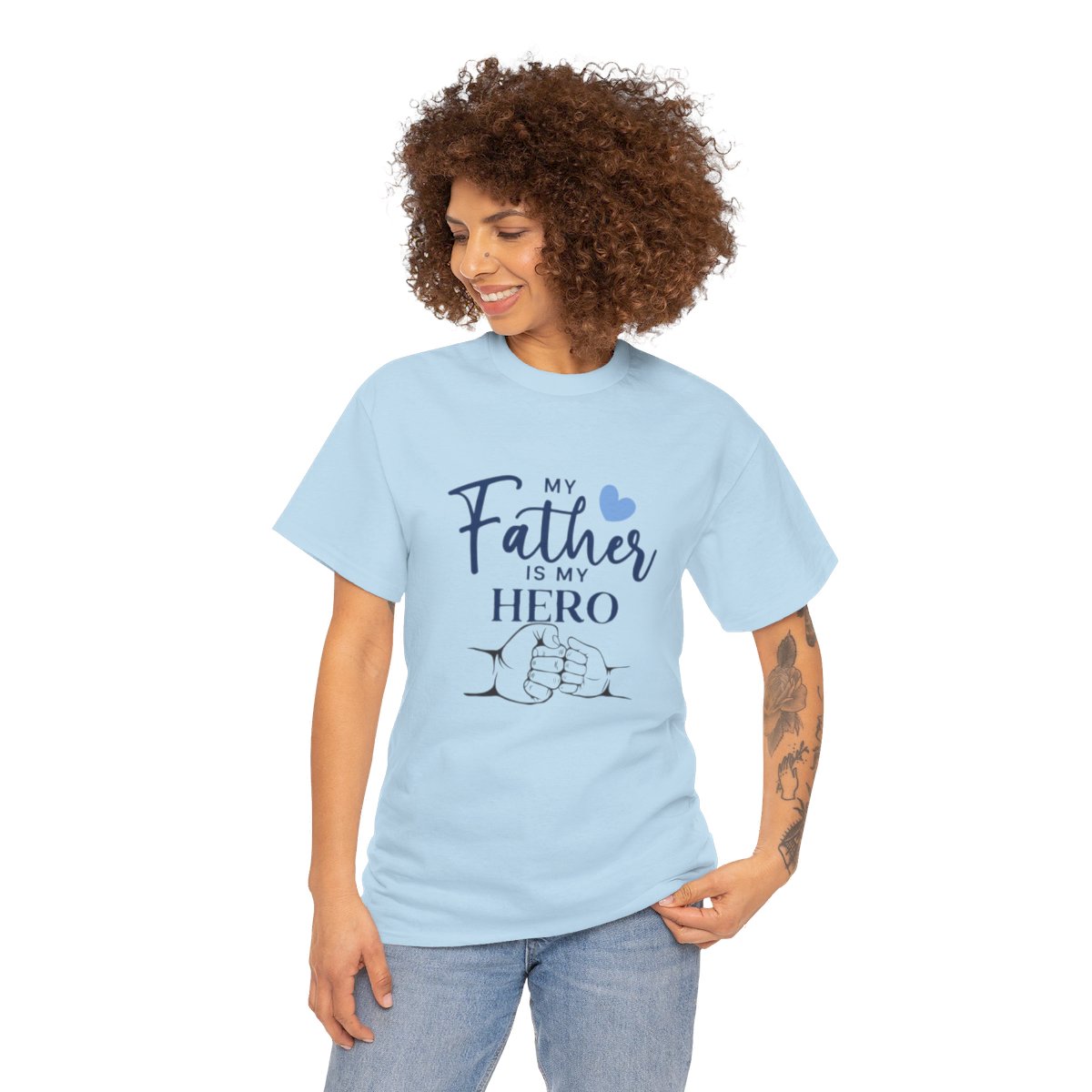 My father is my hero: Unisex Heavy Cotton Tee - Image 12